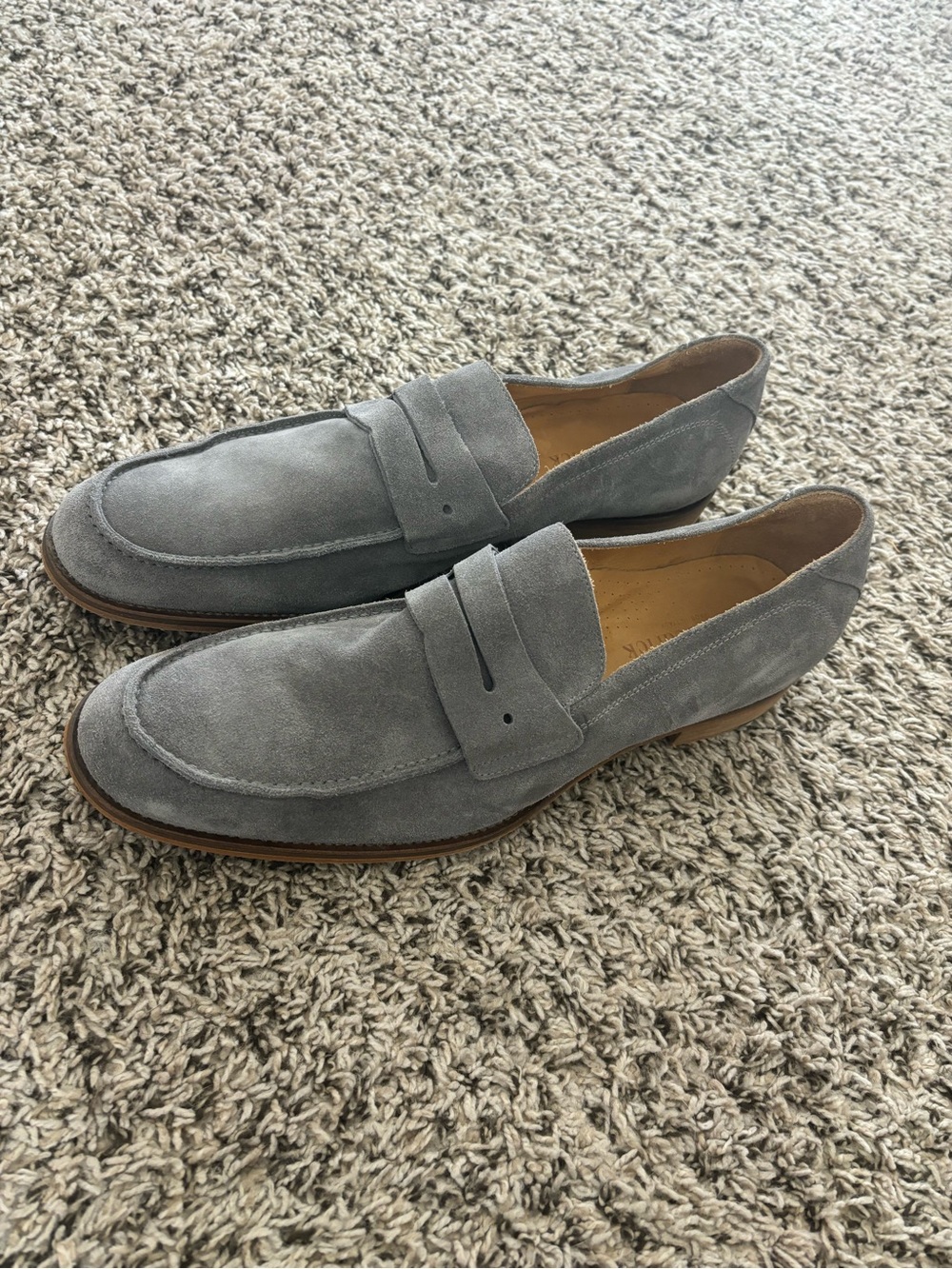 Paul Fredrick Men's Suede Penny Loafers in Light